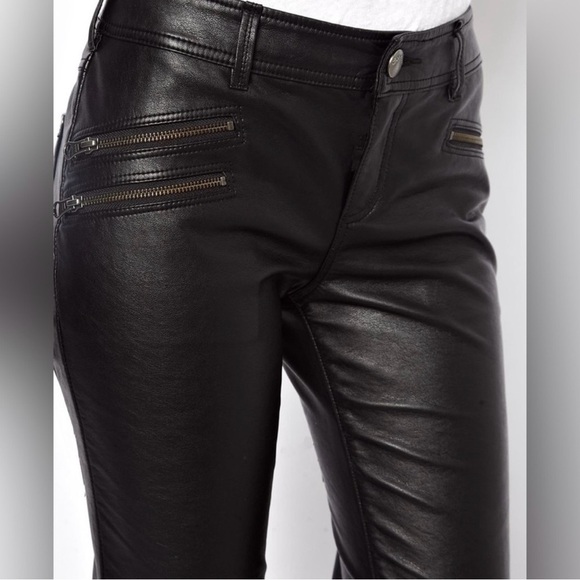 Free People Black faux Leather Pants. Vegan. - Picture 3 of 6